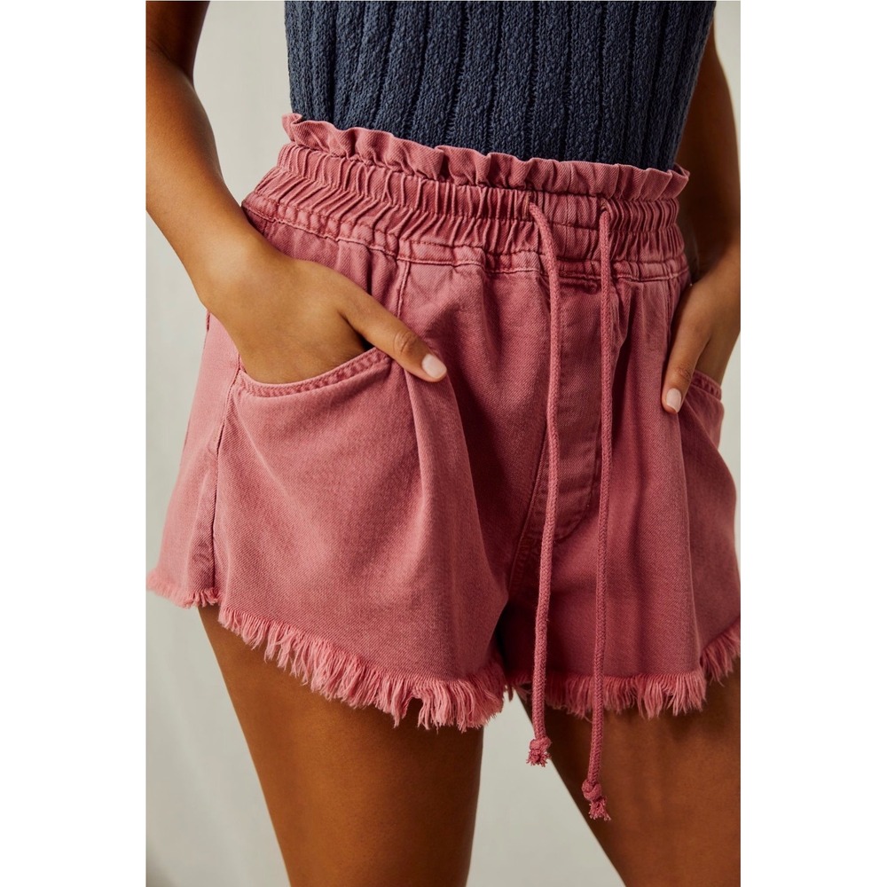 Free People We The Free Kalani Pull-On Shorts Rose Pink Paperbag Waist Small